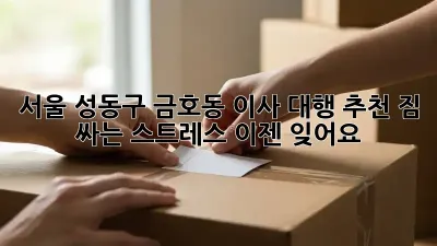 서울 성동구 금호동 이사 대행 추천: 짐 싸는 스트레스, 이젠 잊어요!